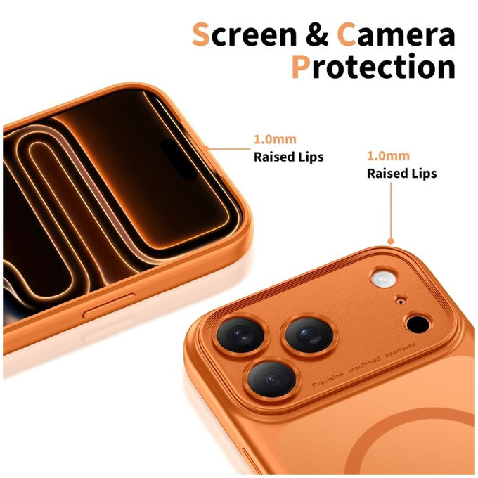 Husă MagPeak MagSafe CC pentru iPhone 17 Pro Max, Matte Cosmic Orange, Tech-Protect