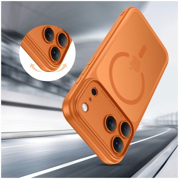 Husă MagPeak MagSafe CC pentru iPhone 17 Pro Max, Matte Cosmic Orange, Tech-Protect