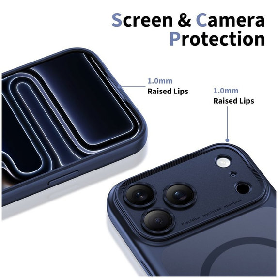 Husă MagPeak MagSafe CC pentru iPhone 17 Pro, Matte Deep Blue, Tech-Protect
