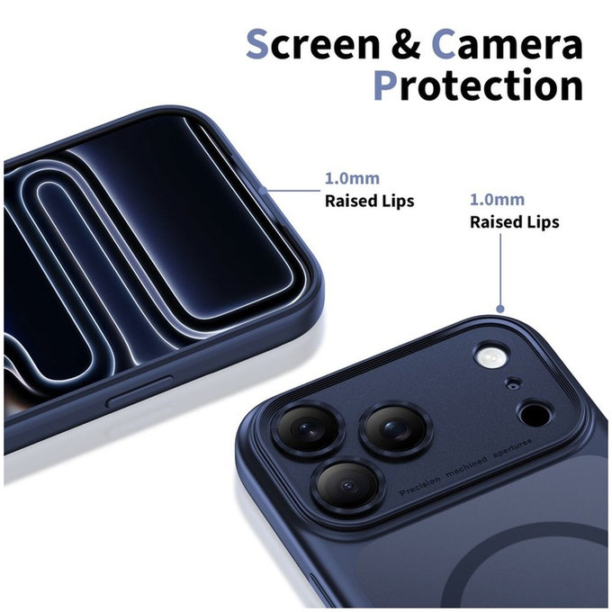 Husă MagPeak MagSafe CC pentru iPhone 17 Pro, Matte Deep Blue, Tech-Protect