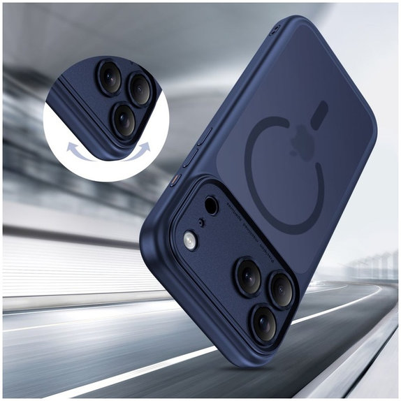 Husă MagPeak MagSafe CC pentru iPhone 17 Pro, Matte Deep Blue, Tech-Protect