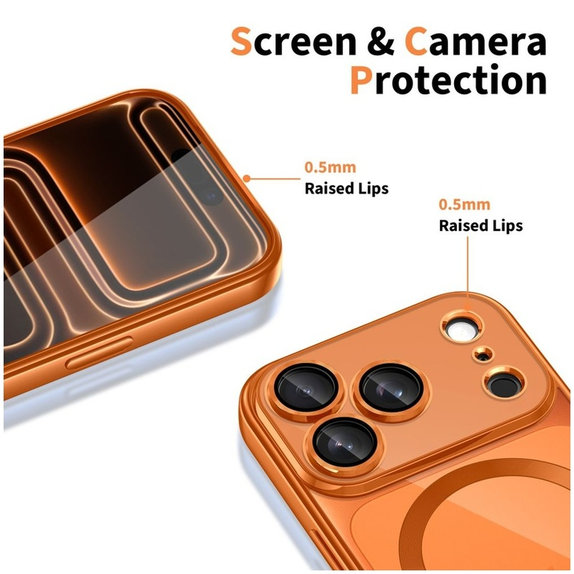 Husă MagFlex MagSafe pentru iPhone 17 Pro, Shiny Cosmic Orange, Tech-Protect