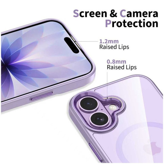 Husă MagMat MagSafe pentru iPhone 17, Lavender/Clear, Tech-Protect