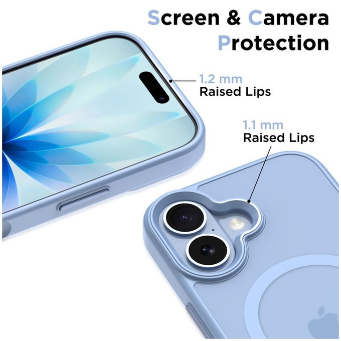 Husă MagMat MagSafe pentru iPhone 17, Matte Mist Blue, Tech-Protect