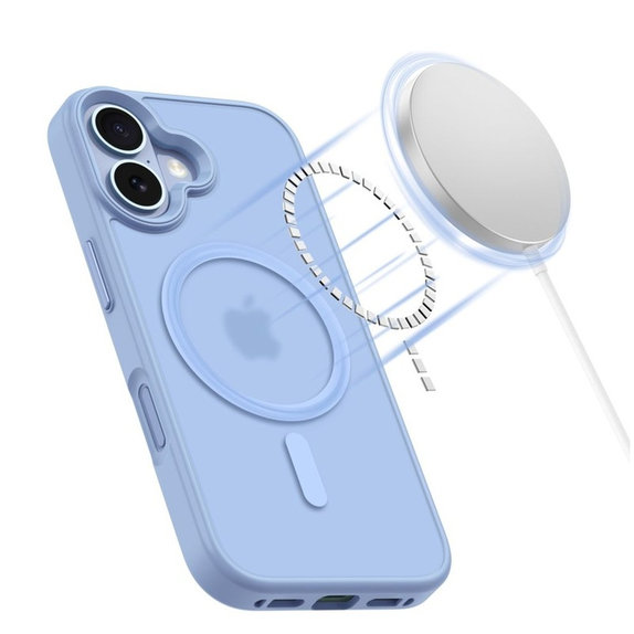 Husă MagMat MagSafe pentru iPhone 17, Matte Mist Blue, Tech-Protect