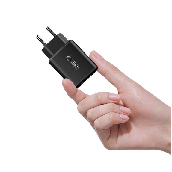 Încărcător de rețea NCA65W-GAN 3-PORT PD 65W / QC3.0, neagră, Tech-Protect