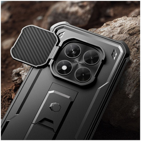 Husă Kevlar Cam+ cu 2 rame frontale pentru Xiaomi Redmi Note 15 Pro 5G, negru, Tech-Protect