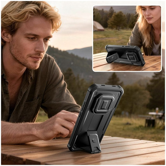 Husă Kevlar Cam+ cu 2 rame frontale pentru Xiaomi Redmi Note 15 Pro 5G, negru, Tech-Protect