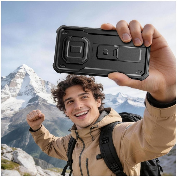 Husă Kevlar Cam+ cu 2 rame frontale pentru Xiaomi Redmi Note 15 Pro 5G, negru, Tech-Protect