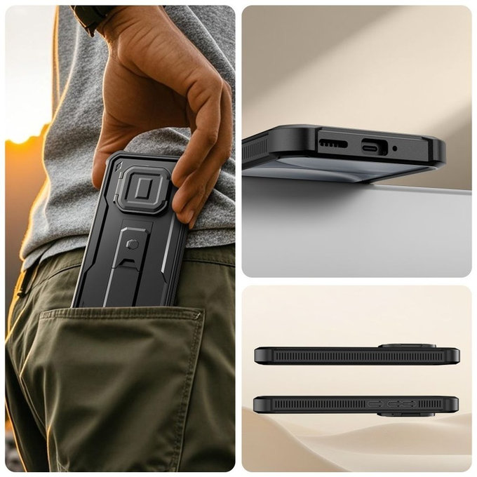 Husă Kevlar Cam+ cu 2 rame frontale pentru Xiaomi Redmi Note 15 Pro 5G, negru, Tech-Protect