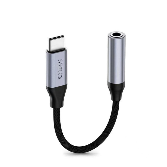 Adaptor Ultraboost USB-C To Mini Jack 3.5MM DAC, Iron Grey, Tech-Protect
