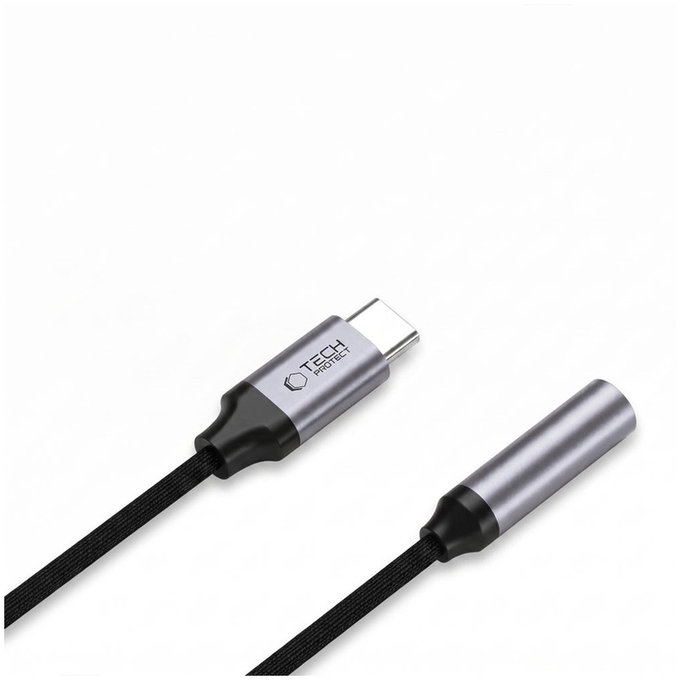 Adaptor Ultraboost USB-C To Mini Jack 3.5MM DAC, Iron Grey, Tech-Protect