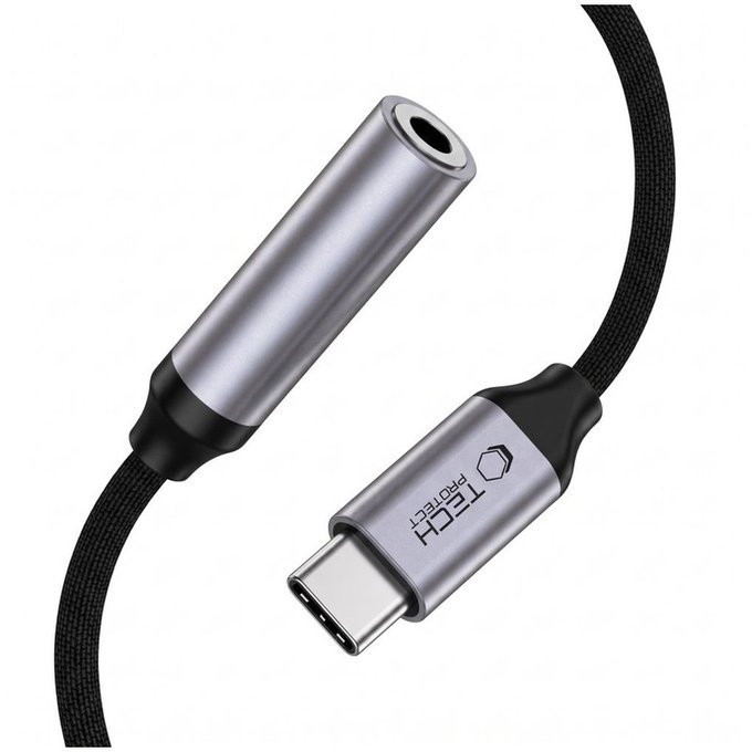 Adaptor Ultraboost USB-C To Mini Jack 3.5MM DAC, Iron Grey, Tech-Protect