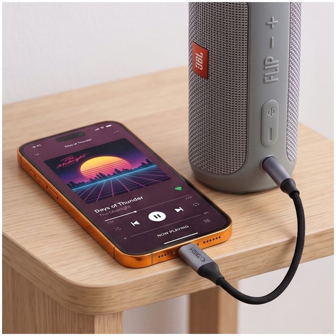 Adaptor Ultraboost USB-C To Mini Jack 3.5MM DAC, Iron Grey, Tech-Protect