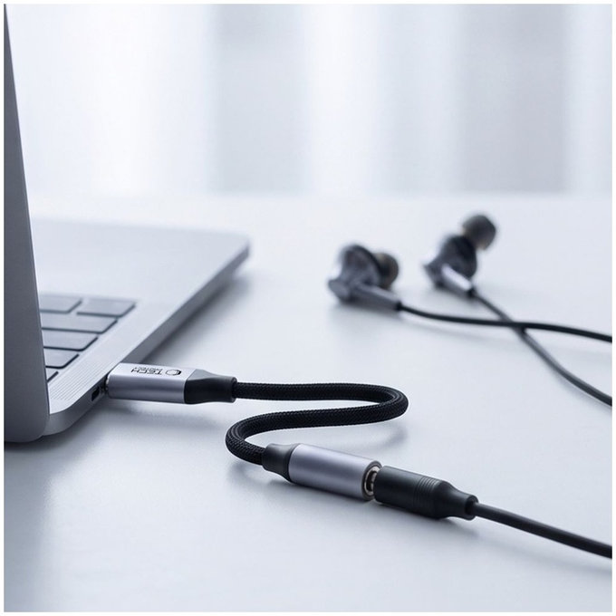 Adaptor Ultraboost USB-C To Mini Jack 3.5MM DAC, Iron Grey, Tech-Protect