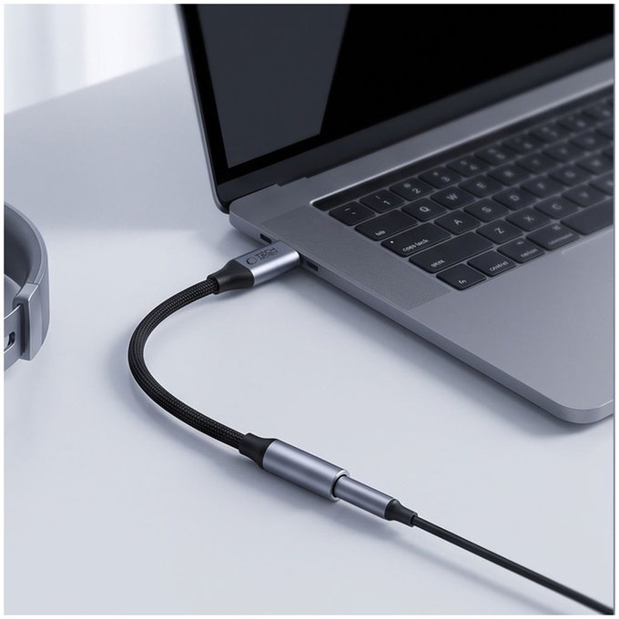Adaptor Ultraboost USB-C To Mini Jack 3.5MM DAC, Iron Grey, Tech-Protect