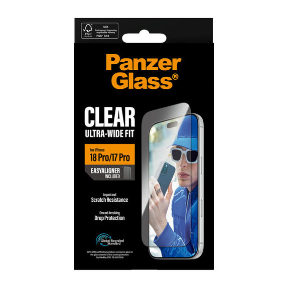 Sticlă securizată UWF cu aplicator pentru iPhone 18 Pro/17 Pro, Negru, PanzerGlass