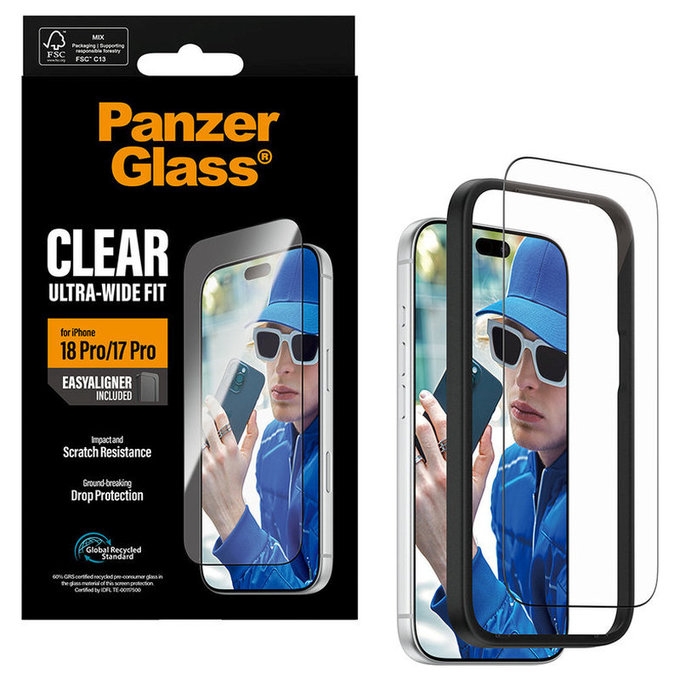 Sticlă securizată UWF cu aplicator pentru iPhone 18 Pro/17 Pro, Negru, PanzerGlass