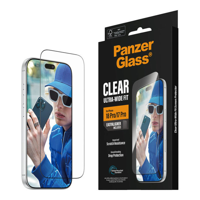 Sticlă securizată UWF cu aplicator pentru iPhone 18 Pro/17 Pro, Negru, PanzerGlass