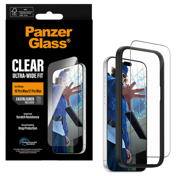 Sticlă securizată UWF cu aplicator pentru iPhone 18 Pro Max/17 Pro Max, Negru, PanzerGlass
