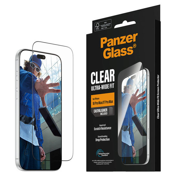 Sticlă securizată UWF cu aplicator pentru iPhone 18 Pro Max/17 Pro Max, Negru, PanzerGlass
