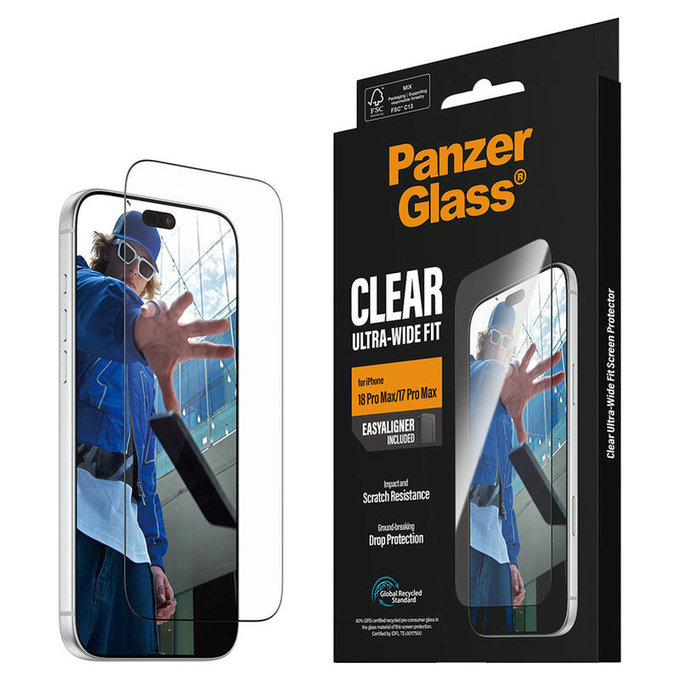 Sticlă securizată UWF cu aplicator pentru iPhone 18 Pro Max/17 Pro Max, Negru, PanzerGlass