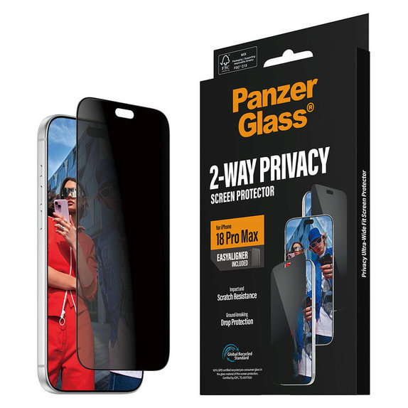 Sticlă securizată UWF 2-Way Privacy cu aplicator pentru iPhone 18 Pro Max, Negru, PanzerGlass