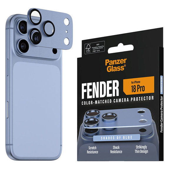 Protecție lentilă Fender pentru iPhone 18 Pro, Italian Blue, PanzerGlass