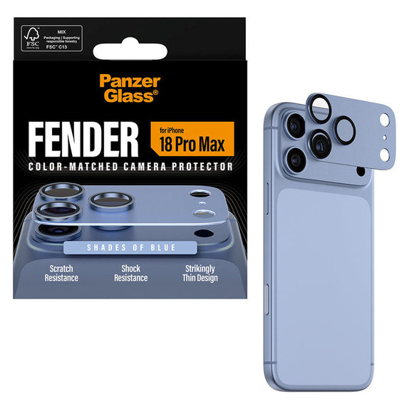 Protecție lentilă Fender pentru iPhone 18 Pro Max, Italian Blue, PanzerGlass