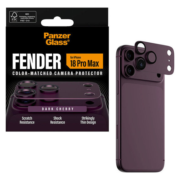 Protecție lentilă Fender pentru iPhone 18 Pro Max, Dark Cherry, PanzerGlass