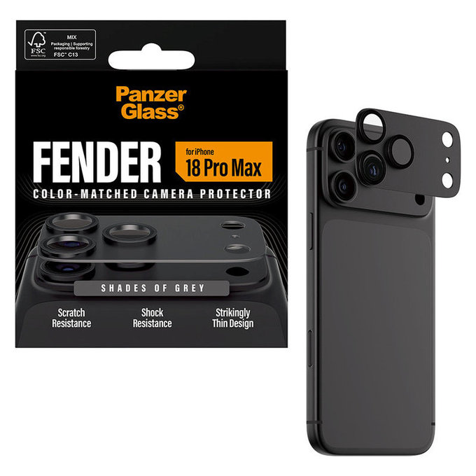 Protecție lentilă Fender pentru iPhone 18 Pro Max, Shades of Grey, PanzerGlass