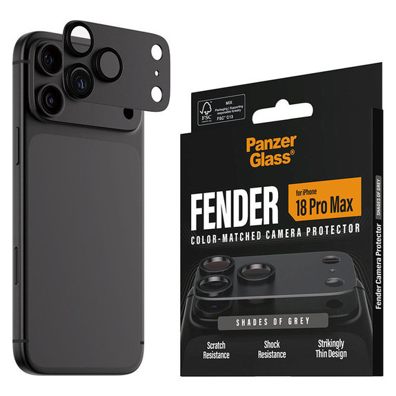 Protecție lentilă Fender pentru iPhone 18 Pro Max, Shades of Grey, PanzerGlass