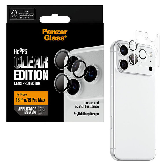 Protecție lentile cameră Hoops pentru iPhone 18 Pro/18 Pro Max, Transparent, PanzerGlass