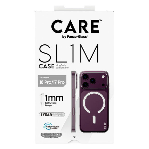 Caz SL1M cu MagSAFE pentru iPhone 18 Pro/17 Pro/16e, Transparent, PanzerGlass