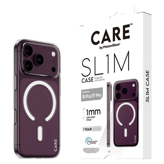 Caz SL1M cu MagSAFE pentru iPhone 18 Pro/17 Pro/16e, Transparent, PanzerGlass