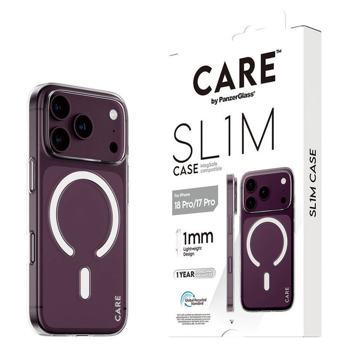 Caz SL1M cu MagSAFE pentru iPhone 18 Pro/17 Pro/16e, Transparent, PanzerGlass
