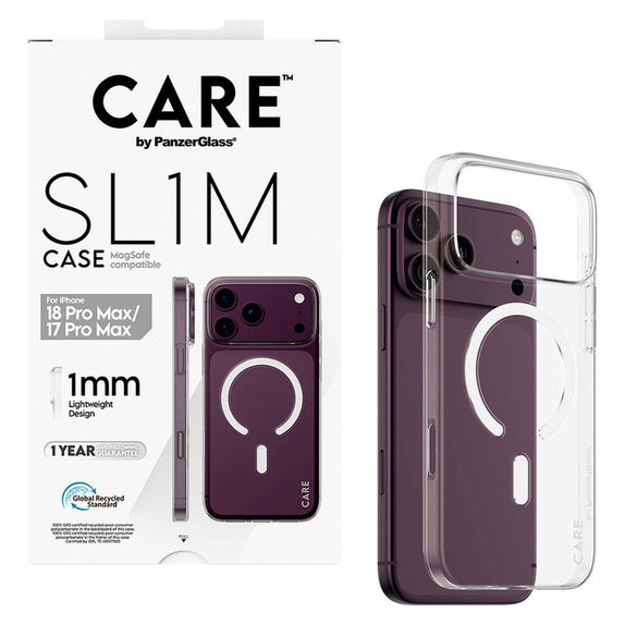 Caz SL1M cu MagSAFE pentru iPhone 18 Pro Max/17 Pro Max/16e, Transparent, PanzerGlass