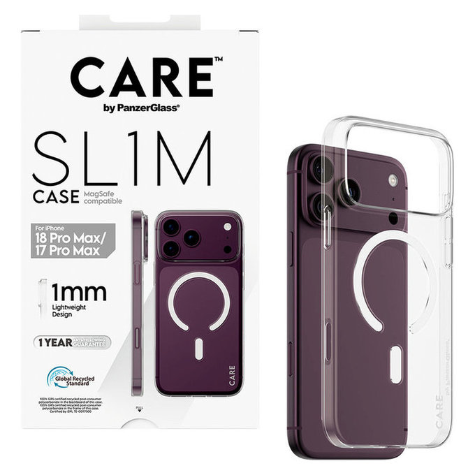 Caz SL1M cu MagSAFE pentru iPhone 18 Pro Max/17 Pro Max/16e, Transparent, PanzerGlass