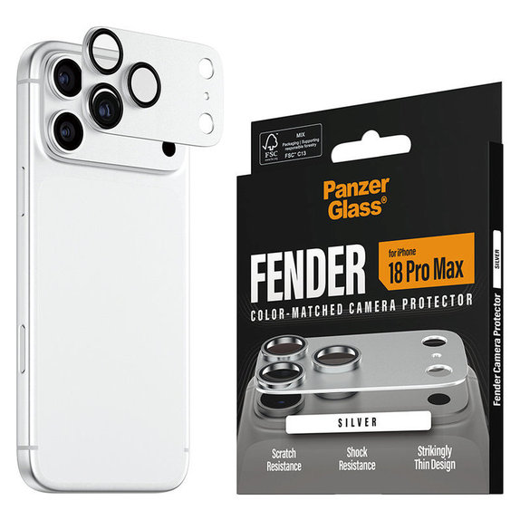 Protecție lentilă Fender pentru iPhone 18 Pro Max, Argintiu, PanzerGlass