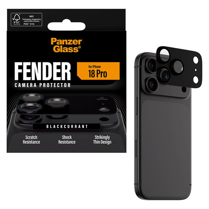 Protecție lentilă Fender pentru iPhone 18 Pro, Black Currant Currant, PanzerGlass
