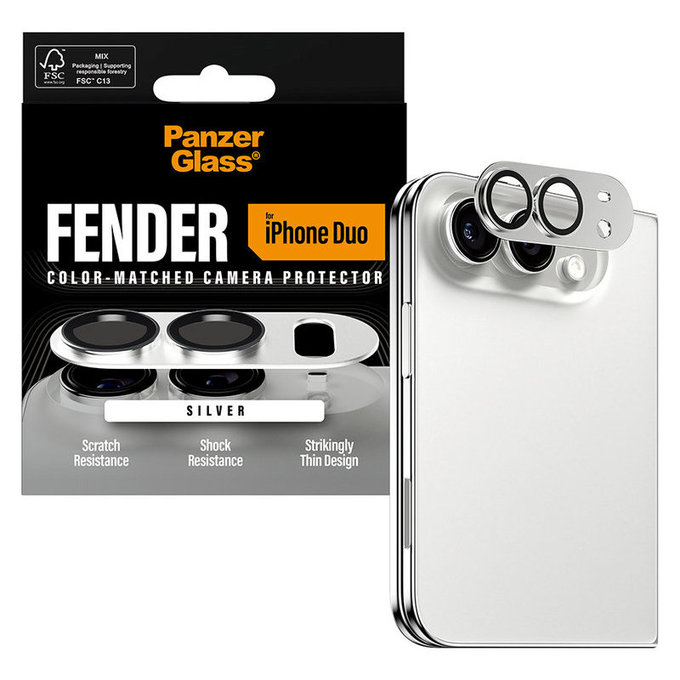 Protecție lentilă Fender pentru iPhone Duo, Alb, PanzerGlass