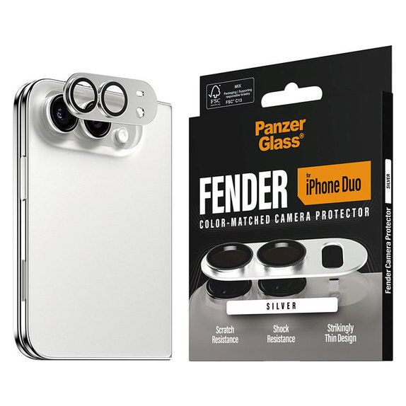 Protecție lentilă Fender pentru iPhone Duo, Alb, PanzerGlass