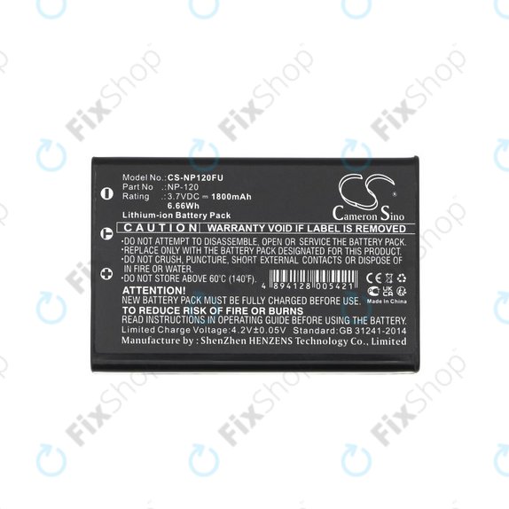 Baterie pentru Toshiba Camileo H30, FujiFilm NP-120, 1800mAh, Li-Ion, 3.7V, PX1657, HQ