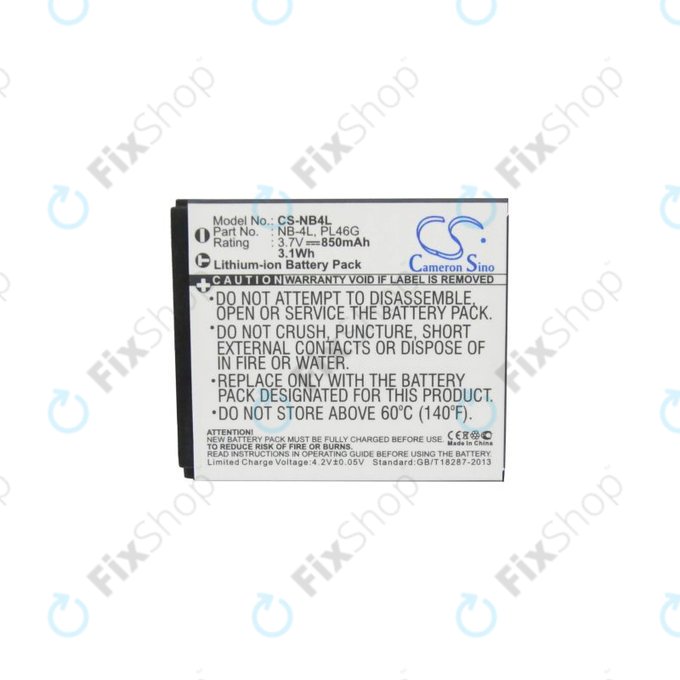 Canon Ixus, IXY, i7 Zoom, L3, L4, Legria Mini, PowerShot, TX1 - Baterie NB-4L Li-Ion 850mAh HQ
