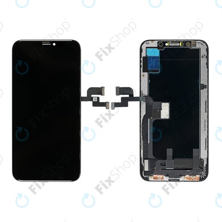 Apple iPhone XS - Ecran LCD + Sticlă Tactilă + Ramă Hard OLED FixPremium