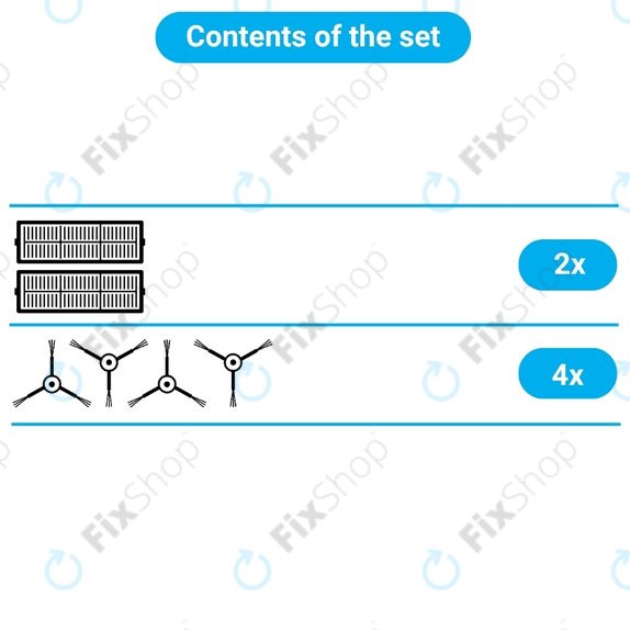 Set de piese de schimb pentru Xiaomi Robot Vacuum E5 (2x Filter, 4x Perie laterală)