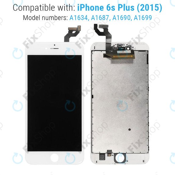 Ecran pentru iPhone 6S Plus, White, Sticlă tactilă cu ramă