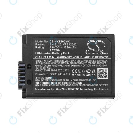 Baterie pentru Nikon Z50, Z50 ZFC, Z30, Z FC, 1280mAh, Li-Ion, 7.6V, EN-EL25, HQ