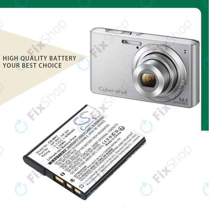 Baterie pentru Sony Cyber-Shot DSC-TX20, TX9, 630mAh, Li-Ion, 3.7V, NP-BN1, HQ