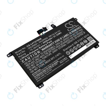 Baterie pentru Lenovo ThinkPad P51s, P52s, T570, T580, 2050mAh, Li-Pol, 15.28V, 00UR891, HQ